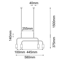 Lampa wisząca Vai 4 - Mosiądz polerowany-czarna (580 mm) 8839 Antigo