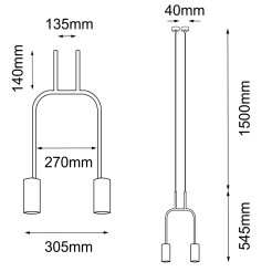 Lampa wisząca Vai 2 Krótka - Mosiądz polerowany-czarna (305 mm) 8841 Antigo