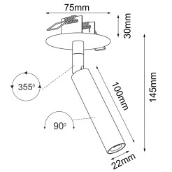 Lampa wpuszczana Ace in 22 - Czarna 3250 Antigo