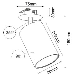 Lampa wpuszczana Ace dif 80 - Czarna 3256 Antigo