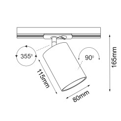 Spot Ace dif track 80 - Czarny - Szynoprzewód 1F 230V 6256 Antigo