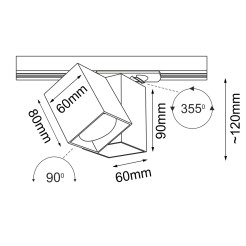 Spot Cube track 1 - Czarny - Szynoprzewód 1F 230V 6260 Antigo