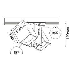 Spot Cube track 2 - Czarny - Szynoprzewód 1F 230V 6262 Antigo