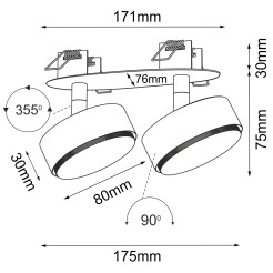 Lampa wpuszczana Drop in 2 - Czarna 3261 Antigo