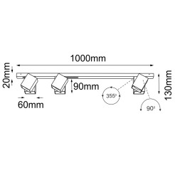 Lampa modułowa Cube Line move 3 - Czarna (1000 mm) 1006 Antigo