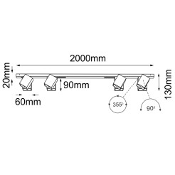 Lampa modułowa Cube Line move 4 - Czarna (2000 mm) 1009 Antigo