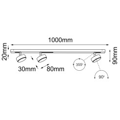 Lampa modułowa Drop Line move 3 - Czarna (1000 mm) 1025 Antigo