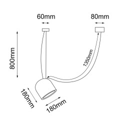 Lampa wisząca DOBO 1 - Czarna 9035 Antigo