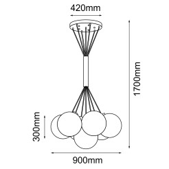 Lampa wisząca iO 7 - Czarna (900 mm) 9142 Antigo