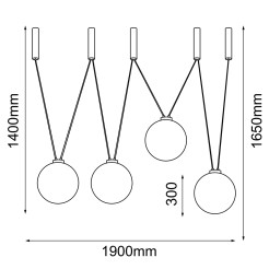 Lampa wisząca iO 4 - Czarna (1900 mm) 9146 Antigo