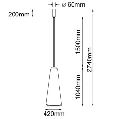 Lampa wisząca Ponte 42 - Czarna (420 mm) 3000K 5051 Antigo