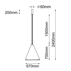 Lampa wisząca Ponte 67 - Czarna (670 mm) 3000K 5047 Antigo