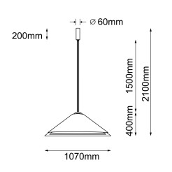 Lampa wisząca Ponte 107 - Czarna (1070 mm) 3000K 5049 Antigo