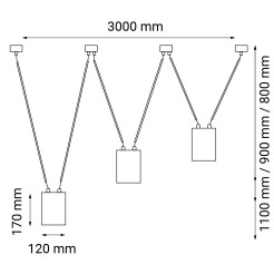 Lampa wisząca VIWIN 3 - Czarna (3000 mm) 9022 Antigo