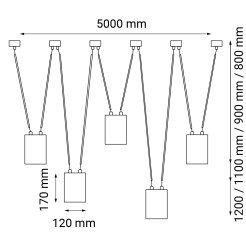 Lampa wisząca VIWIN 5 - Czarna (5000 mm) 9023 Antigo