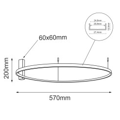 Plafon Agari 57 - Czarny (570 mm) 3000K 1330 Antigo