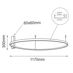 Plafon Agari 117 - Czarny (1170 mm) 3000K 1350 Antigo