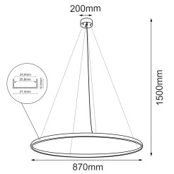 Lampa wisząca Agari 87 - Czarna (870 mm) 3000K 5330 Antigo