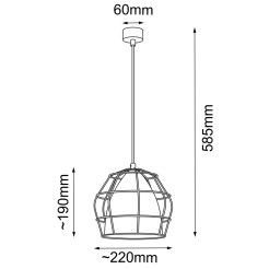 Lampa wisząca Alkana - Czarna-platyna mat (220 mm) 5022 Antigo