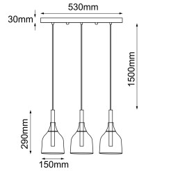 Lampa wisząca Botor 3 - Czarna (530 mm) 5096 Antigo