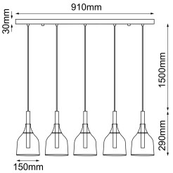 Lampa wisząca Botor 5 - Czarna (910 mm) 5098 Antigo