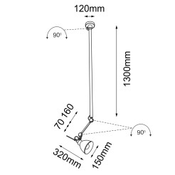 Lampa wisząca Daisen - Czarna (1530 mm) 5625 Antigo