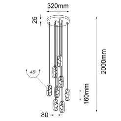 Lampa wisząca Furoku 8 - Czarna 3000K 7952 Antigo