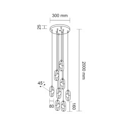 Lampa wisząca Furoku 8 - Czarna 4000K 8539 Antigo