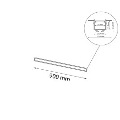 Lampa wpuszczana Hanawa - Czarna (900 mm) 3000K 1950 Antigo