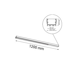 Plafon Hiate Line - Czarny (1200 mm) 3000K 1808 Antigo