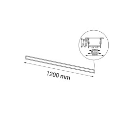 Lampa wpuszczana Hiate Line - Czarna (1200 mm) 3000K 1828 Antigo