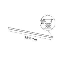 Lampa wpuszczana Hiate Line - Czarna (1500 mm) 3000K 1832 Antigo