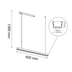 Lampa wisząca Hiate Line - Czarna (900 mm) 3000K 1844 Antigo