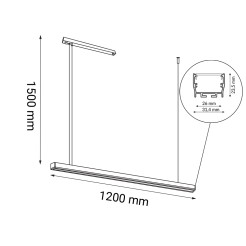 Lampa wisząca Hiate Line - Czarna (1200 mm) 3000K 1848 Antigo