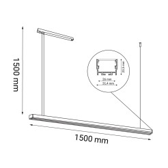 Lampa wisząca Hiate Line - Czarna (1500 mm) 3000K 1852 Antigo