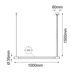 Lampa wisząca Ibara Z - Czarna (1000 mm) 5053 Antigo