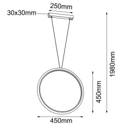 Lampa wisząca Ikuna O - Czarna (450 mm) 3000K 5074 Antigo