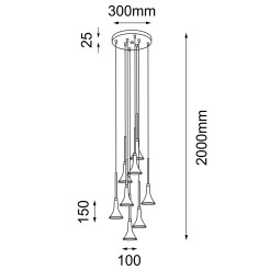 Lampa wisząca Kanzaki 8 - Czarna (300 mm) 3000K 7942 Antigo