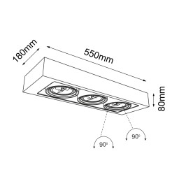 Plafon Koga 3 - Czarny (80 mm) 1154 Antigo