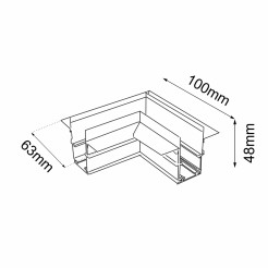 Łącznik L podtynkowy szynoprzewodu magnetycznego Komatsu 48V- Biały 6508 Antigo