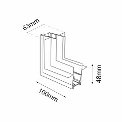 Łącznik L podtynkowy ściana - sufit szynoprzewodu magnetycznego Komatsu 48V - Czarny 6513 Antigo