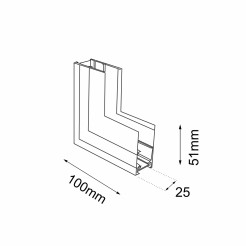 Łącznik L natynkowy ściana - sufit szynoprzewodu magnetycznego Komatsu 48V - Czarny 6521 Antigo