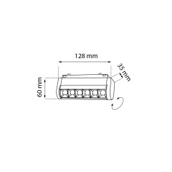 Spot magnetyczny Komatsu Slim dot move - Czarny - 48V 6W 480lm (128 mm) 3000K 6057 Antigo