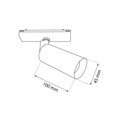 Spot magnetyczny Komassa Slim (system Komatsu Slim) - Czarny - 48V 8W 640lm (45 mm) 3000K 6063 Antigo