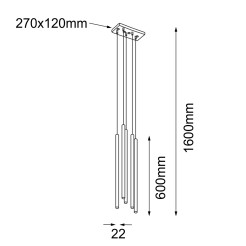 Lampa wisząca Kosame 5 - Złota (600 mm) 5202 Antigo