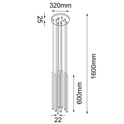 Lampa wisząca Kosame 8 - Złota (600 mm) 5203 Antigo