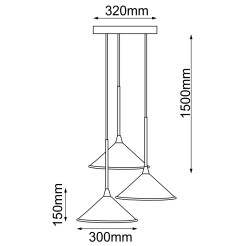 Lampa wisząca Merto 3 - Czarna (320 mm) 5066 Antigo