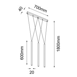 Lampa wisząca Miaki 3 - Czarna (600 mm) 7946 Antigo