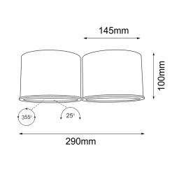 Plafon Miki 2 - Czarny (100 mm) 1118 Antigo