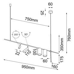 Lampa wisząca Namasu - Czarna 7926 Antigo